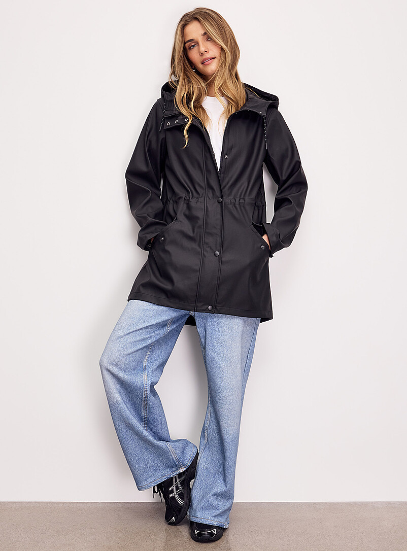 Adjustable-Waist Coated Raincoat