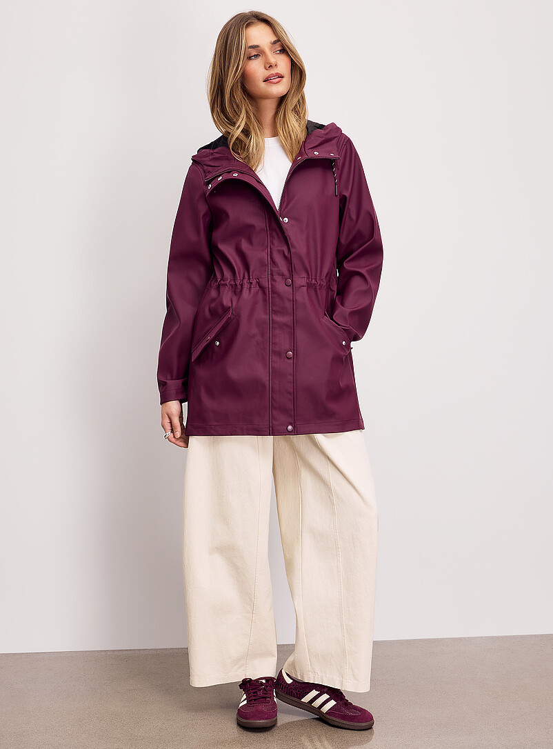 Adjustable-Waist Coated Raincoat