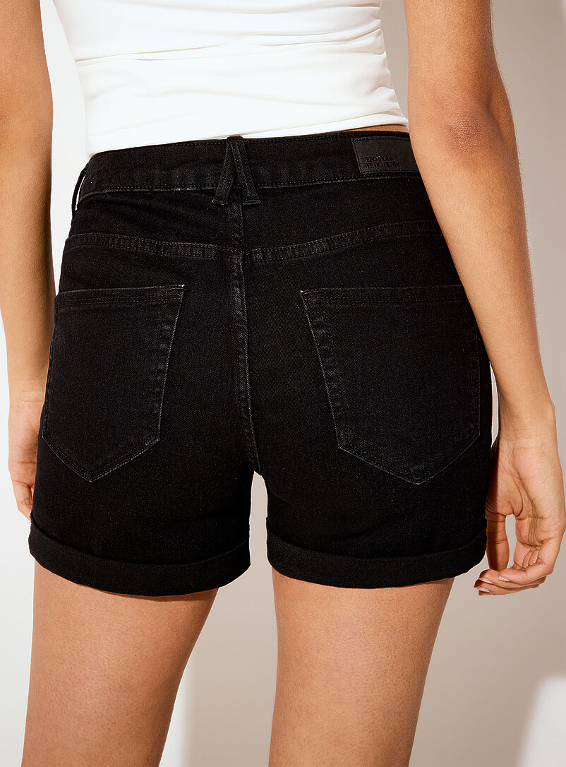 Stretch denim rolled-hem short product image 3