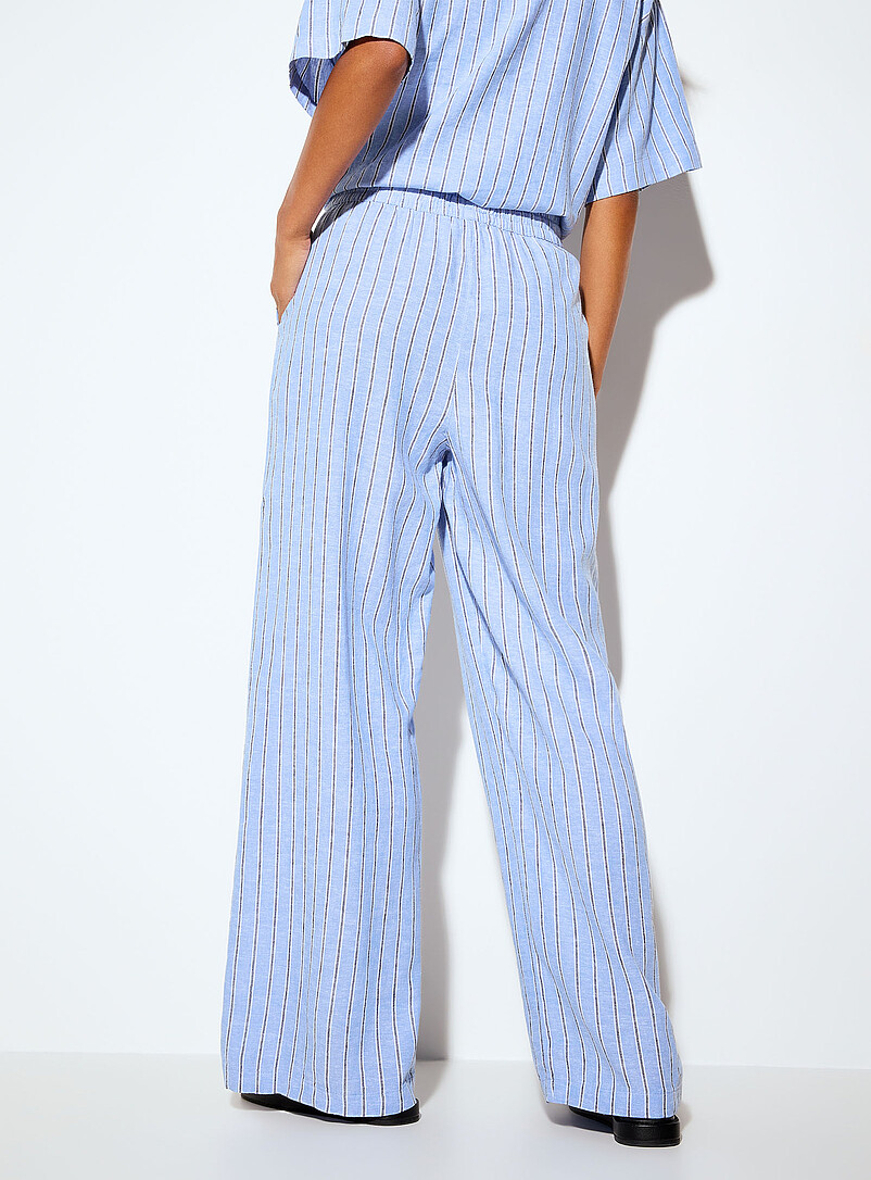 Linen blend elastic-waistband wide-leg pant product image 3