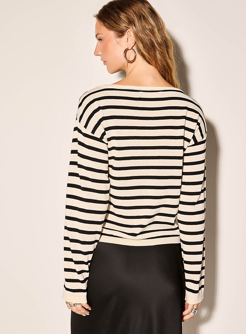 Striped casual pure cotton sweater product image 2