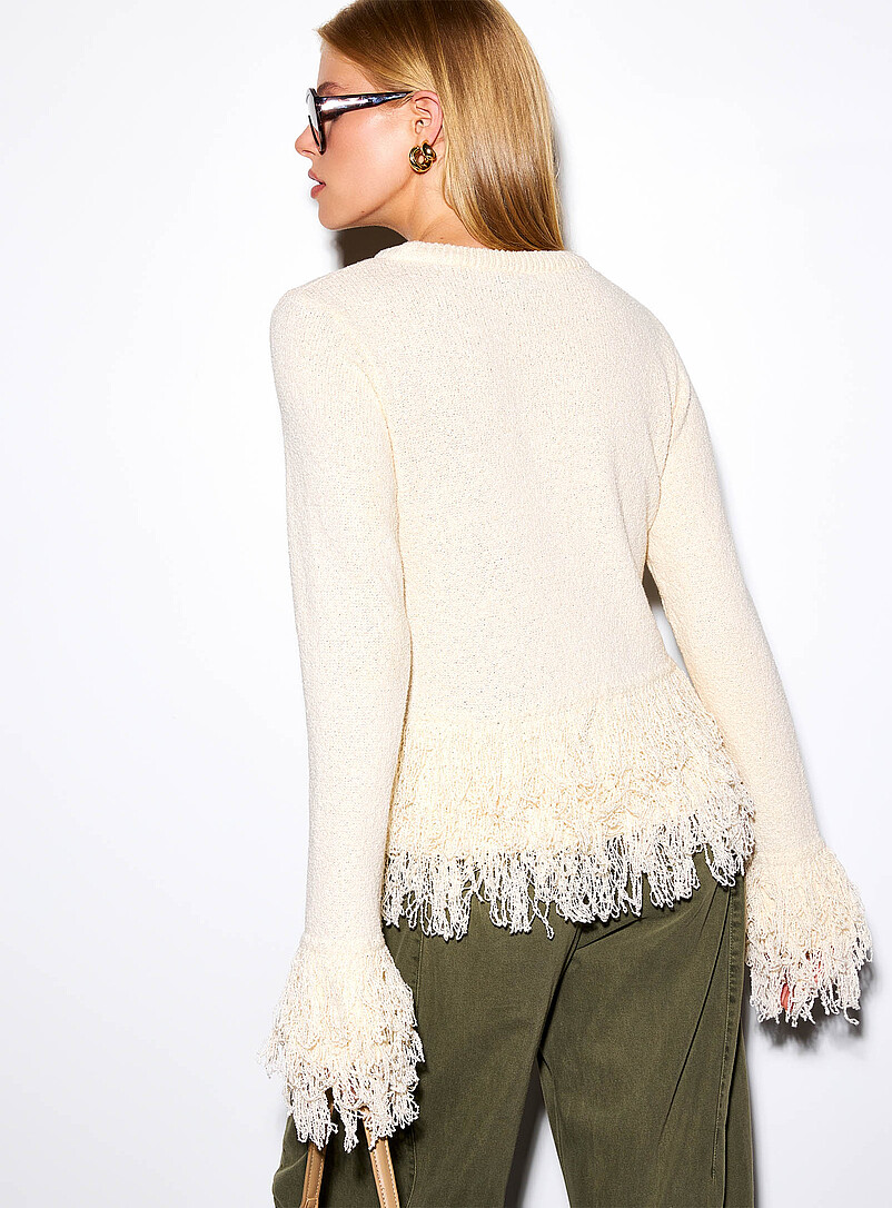 Bouclé fringes textured trim sweater product image 3