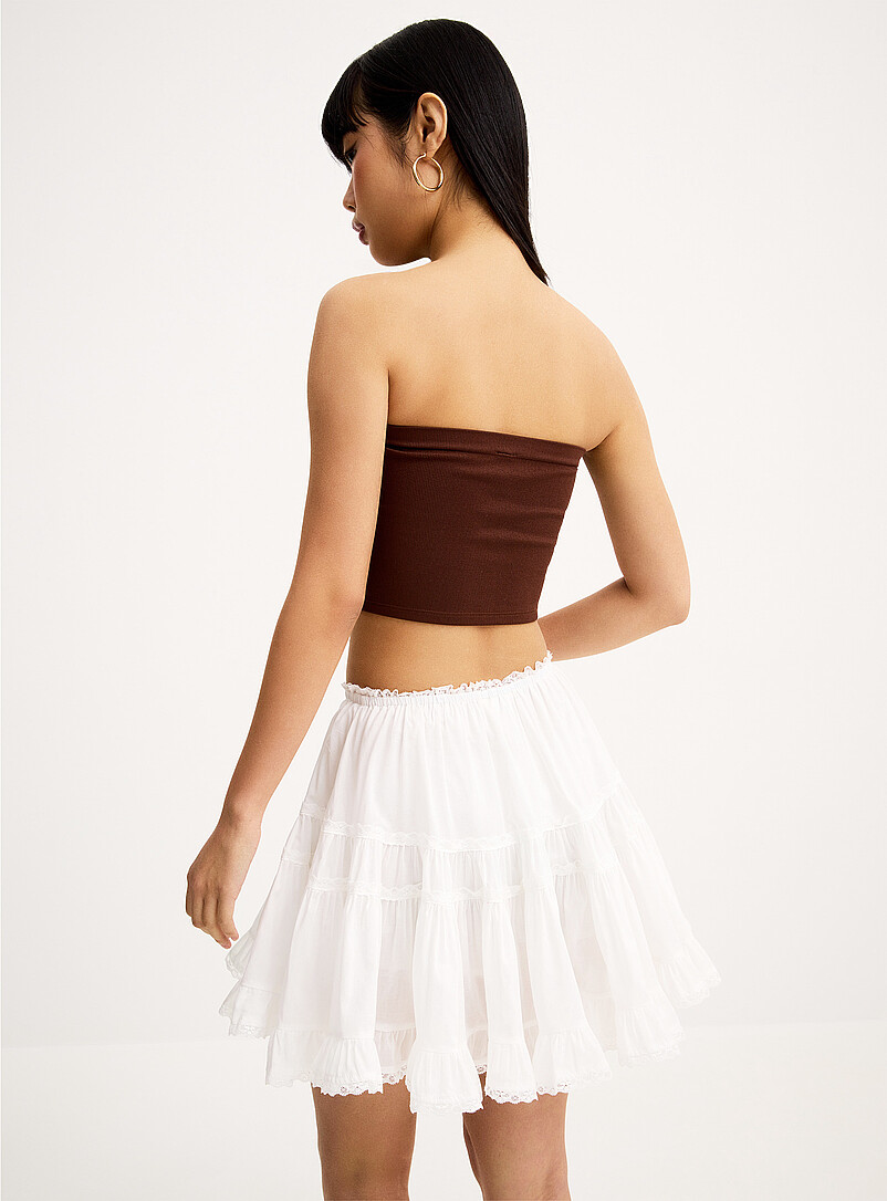 Only White Lace details tiered miniskirt for women