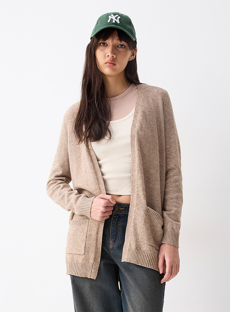 Only Corn/Vanilla Yellow Lesly patch pocket open cardigan for women