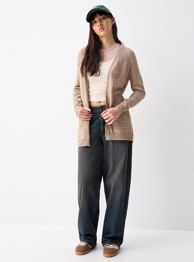 Only Corn/Vanilla Yellow Lesly patch pocket open cardigan for women
