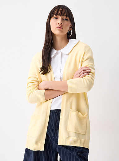 Lesly patch pocket open cardigan