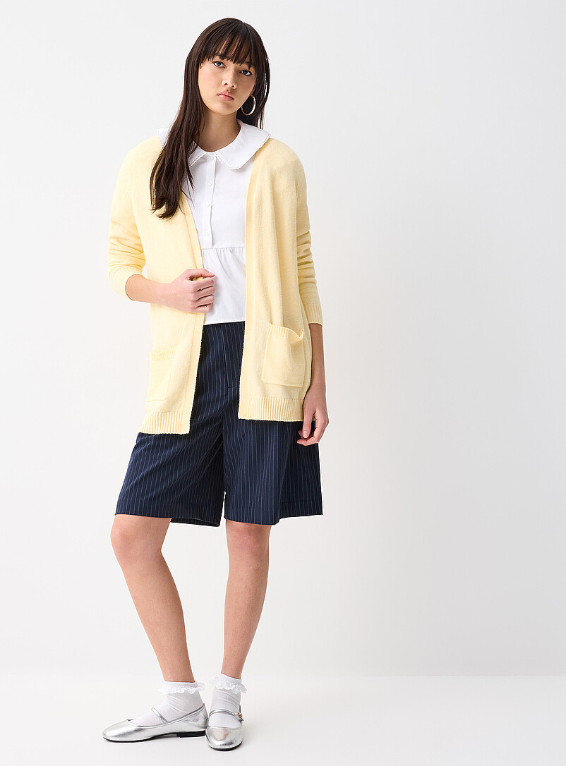 Only: Le cardigan ouvert poches plaqu&eacute;es Lesly Jaune ma&iuml;s - Vanille pour femme