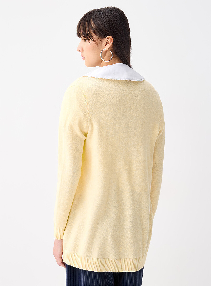 Only Corn/Vanilla Yellow Lesly patch pocket open cardigan for women