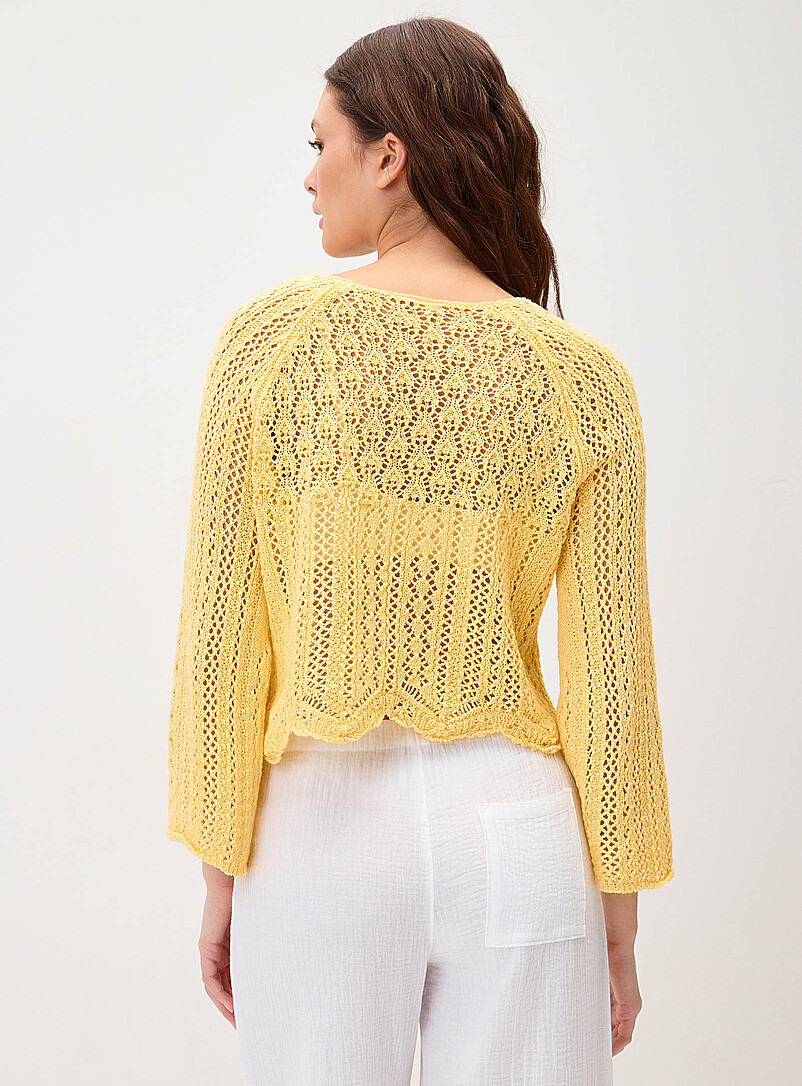 Only Mint/Pistachio Green Flared-sleeve crocheted cropped sweater for women