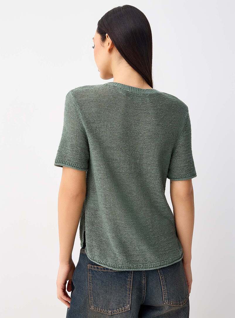 Only: Le chandail fin tricot bords roulott&eacute;s Jaune ma&iuml;s - Vanille pour femme