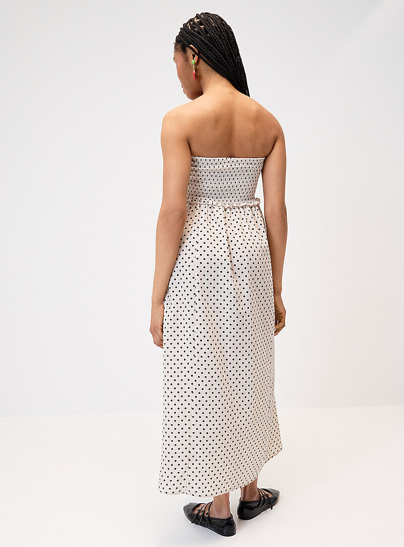 Only: La robe tube maxi smock&eacute;e pois Pois  pour femme