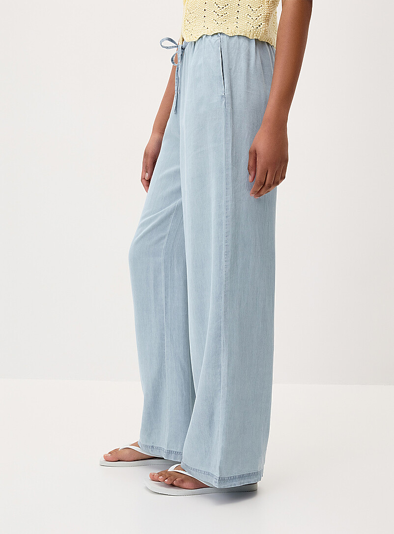 Only Navy/Midnight Blue Faux-denim wide-leg pant for women