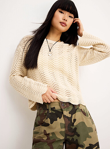 Waves striped crocheted sweater