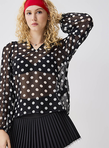 Only Black/Polka Dot Polka-dotted unlined blouse for women