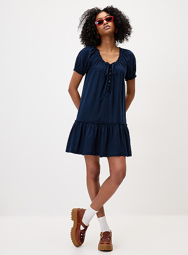 Boho linen-blend dress