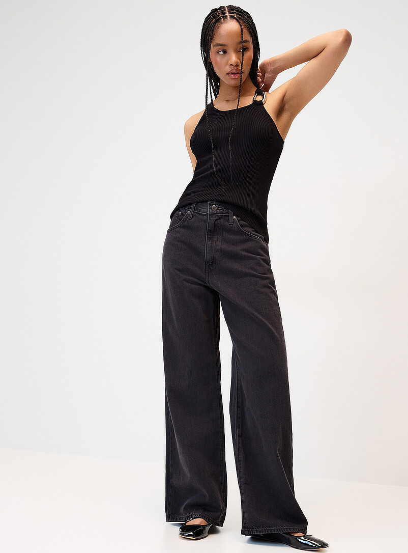Only: La camisole tricot boucle argent&eacute;e Noir pour femme