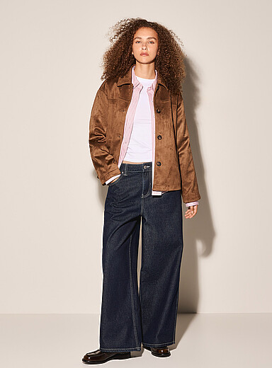 Loose faux-suede jacket