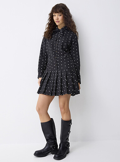 Robe à Pois Noirs Et Blancs Naf Naf Taille 40 - Viscose, Sans Manches, Pour Soirée/cocktail