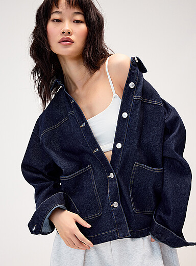 La veste en jean poches plaqu&eacute;es