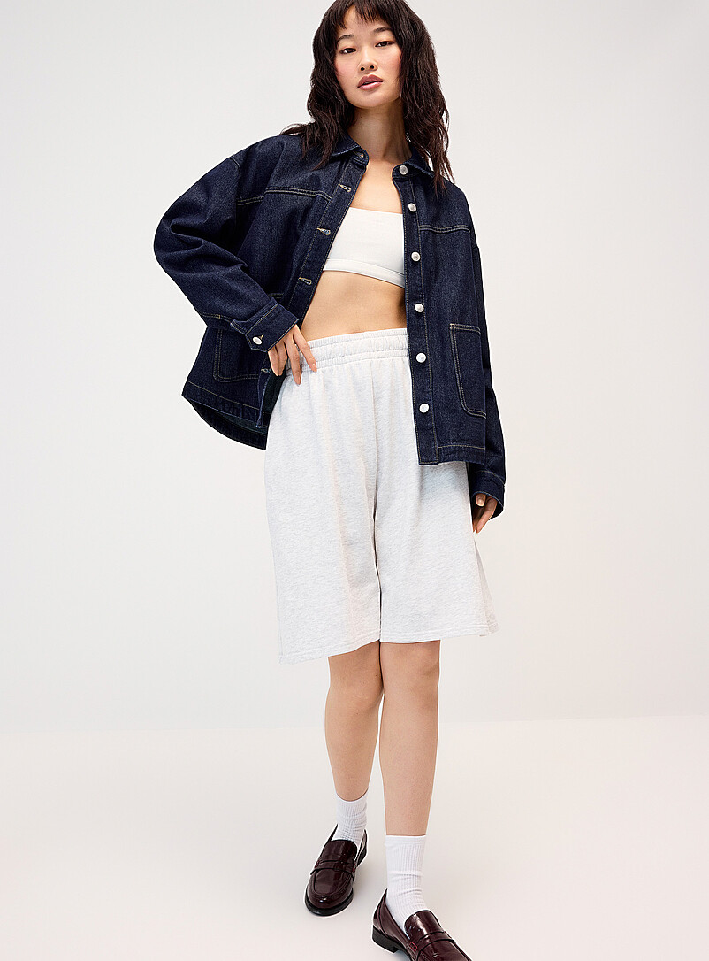 Only: La veste en jean poches plaqu&eacute;es Lav&eacute; fonc&eacute; pour femme