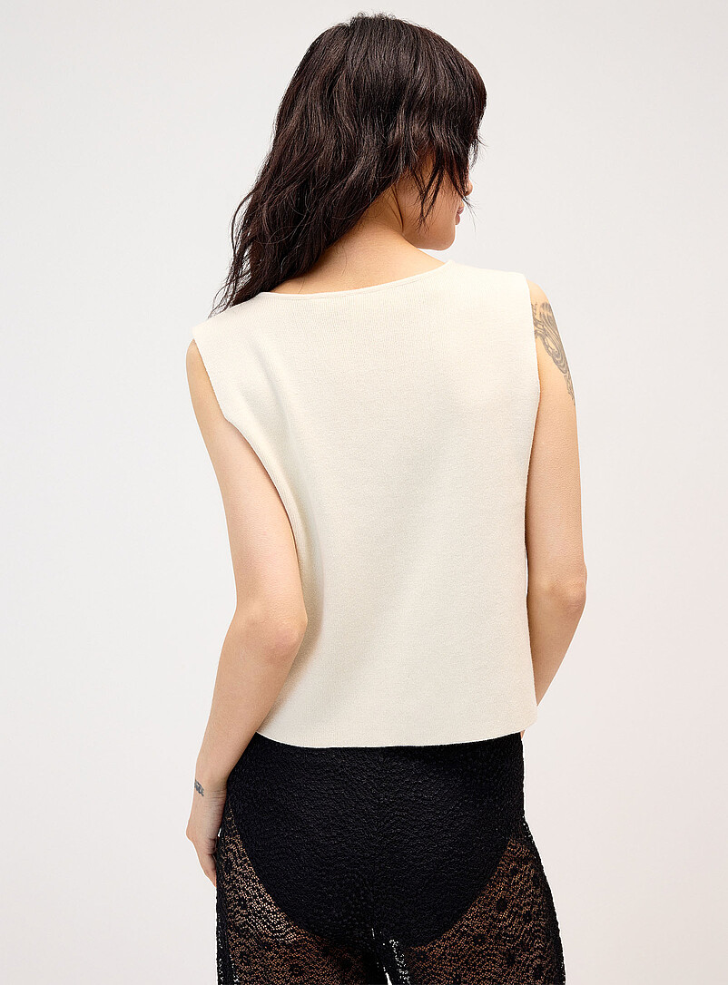 Only Patterned White Embroidered flowers tie-front vest for women