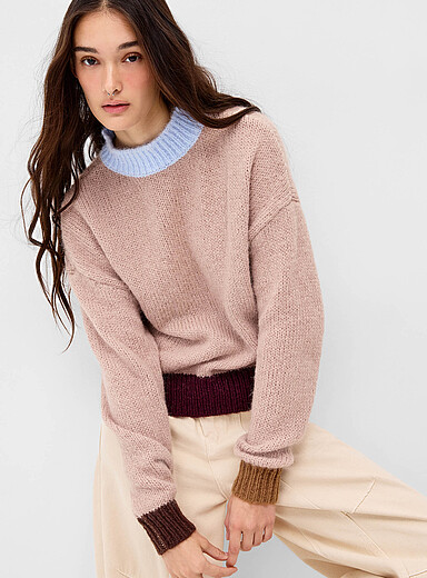 Only Camel Contrasting trim sweater for women