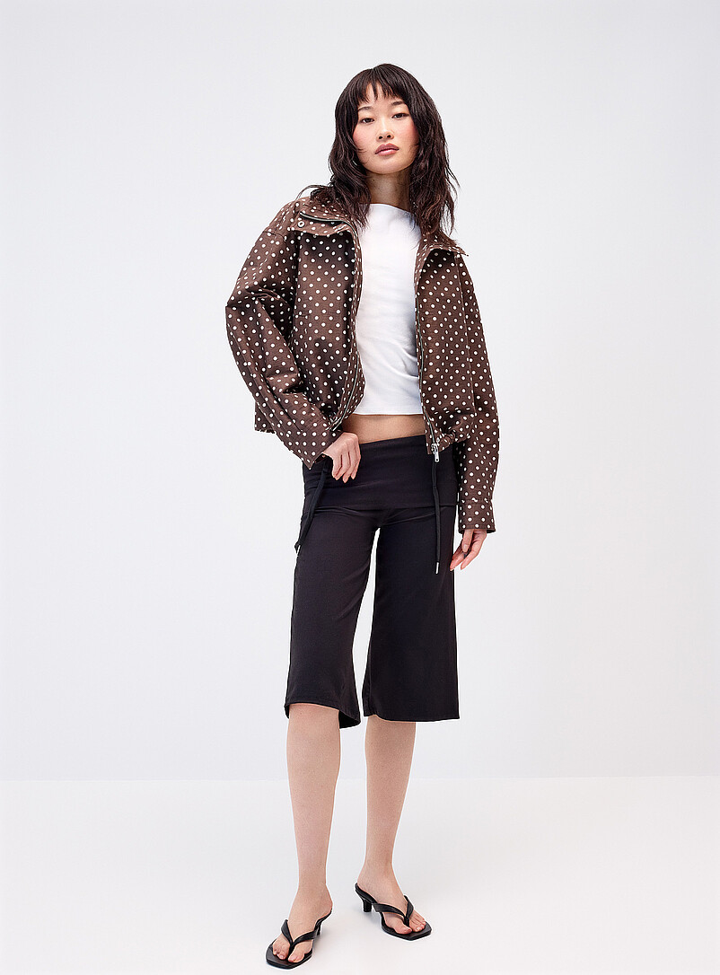 Only Patterned Brown Polka-dotted funnel-neck jacket for women