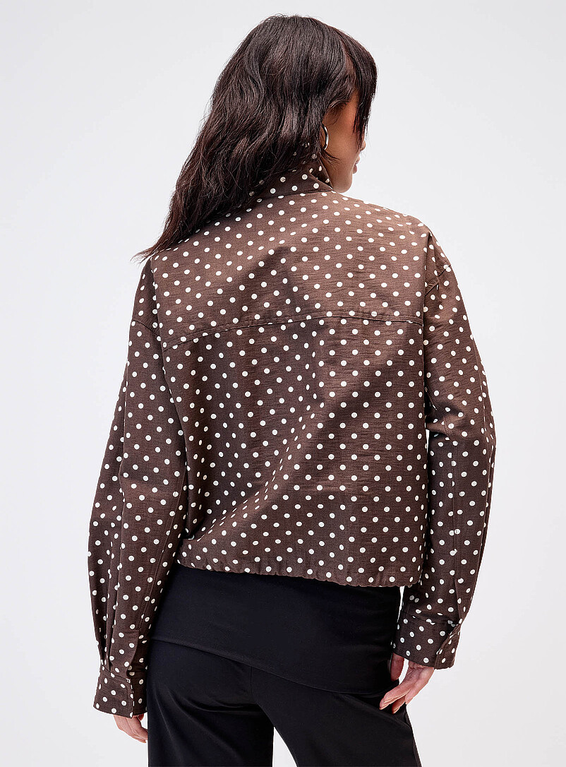 Only: La veste col chemin&eacute;e pois Brun &agrave; motifs pour femme