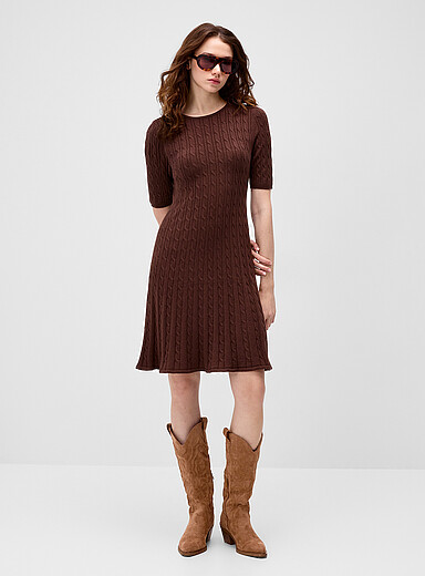 Only Chocolate/Espresso Cable-knit minidress for women