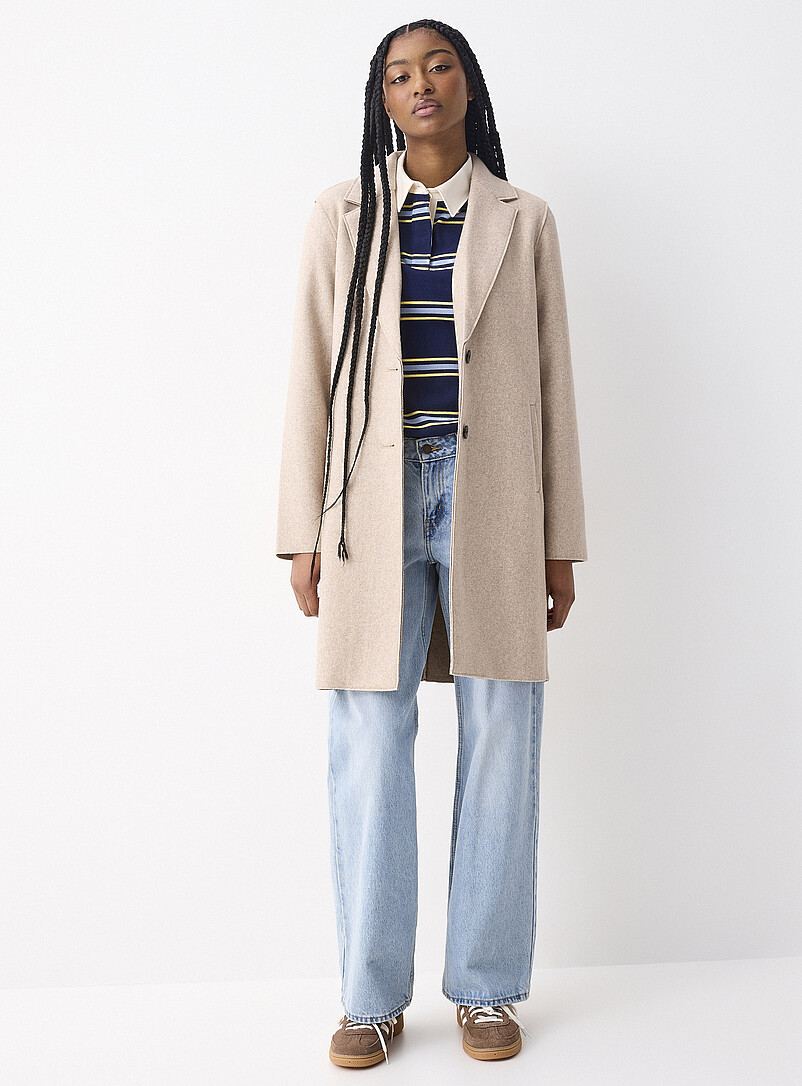 Only Taupe Carrie felted overcoat for women