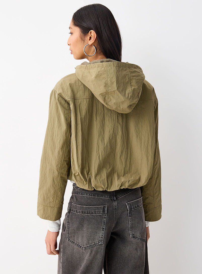 Only: Le blouson court toile froiss&eacute;e Vert pour femme