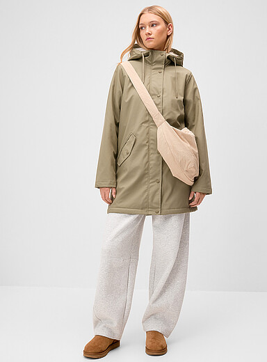 Only Mossy Green Sally high-pile fleece lining waterproof coat for women