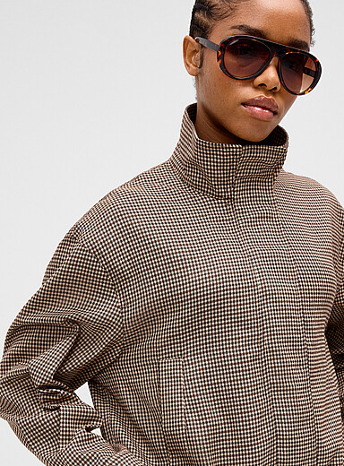 Only Patterned Brown Cassandra stand-collar jacket for women