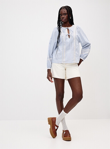 Bow & Embroidery Blouse