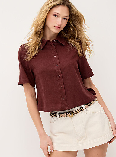 Linen-blend boxy-fit shirt