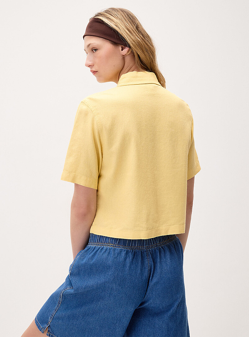 Only Chocolate/Espresso Linen-blend boxy-fit shirt for women