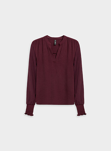 Flowy crossover V-neck blouse