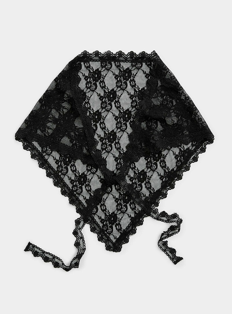 Only White Floral lace tie scarf for women