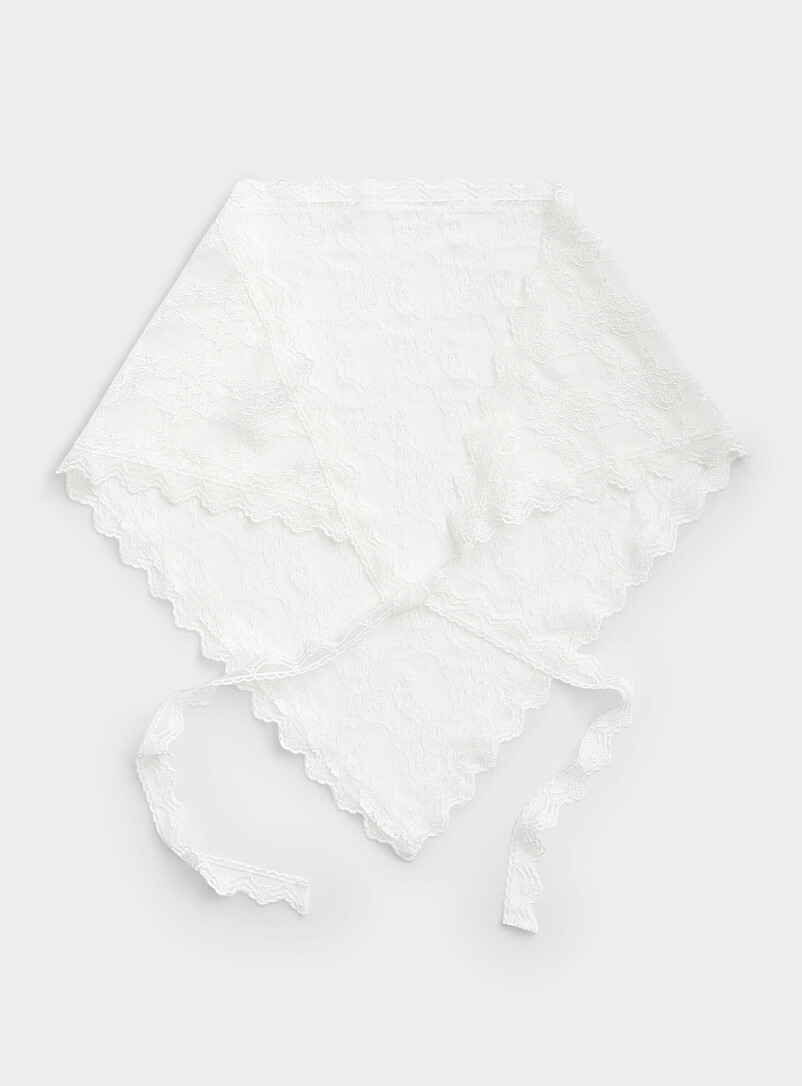 Only White Floral lace tie scarf for women