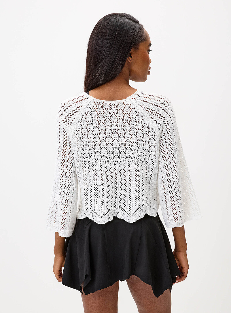 Flared-sleeve crocheted cropped sweater product image 2
