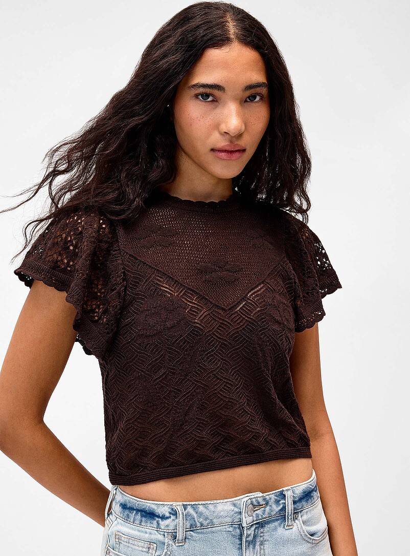 Scalloped Trim Openwork Sweater