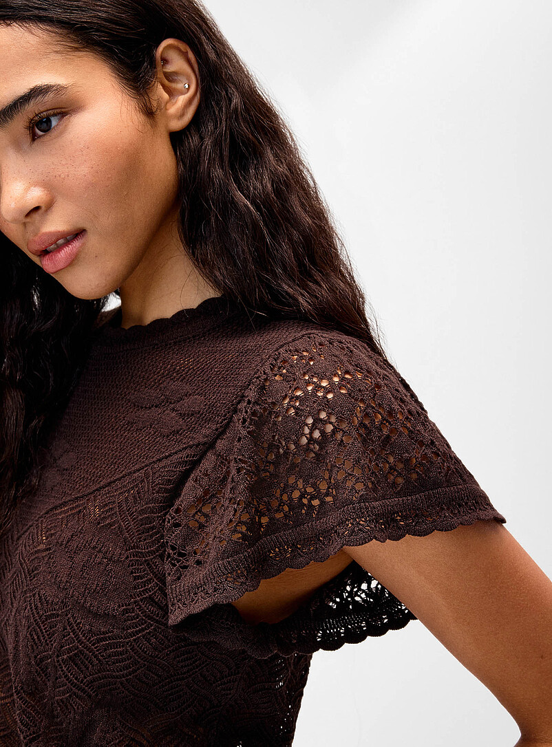 Scalloped trim openwork sweater product image 2
