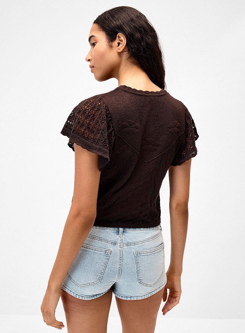 Scalloped trim openwork sweater product image 3