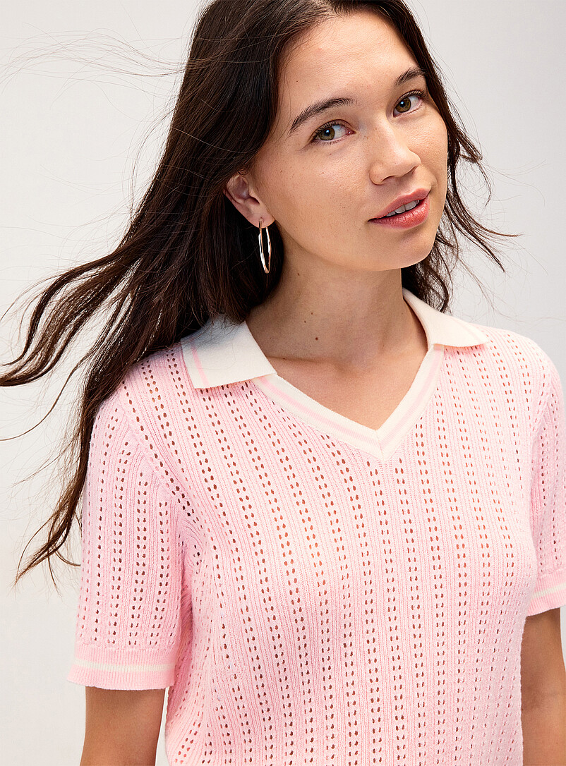 Contrast trim pointelle knit sweater product image 2