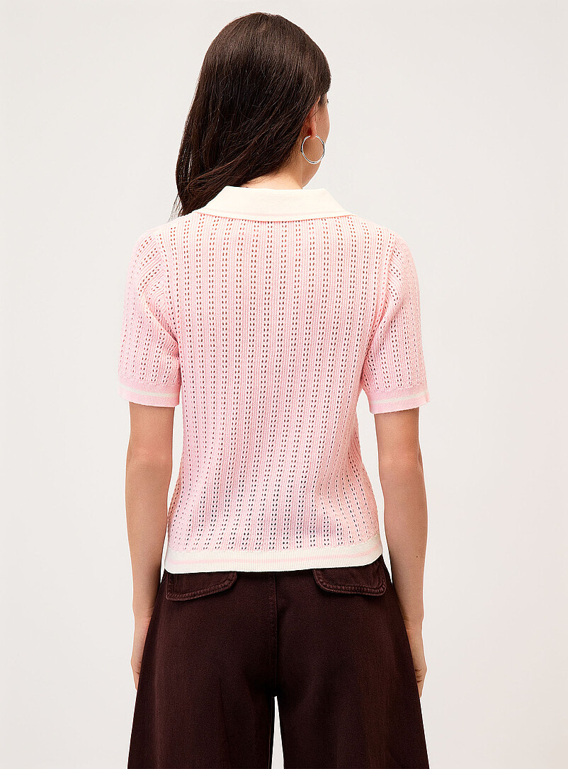 Contrast trim pointelle knit sweater product image 3