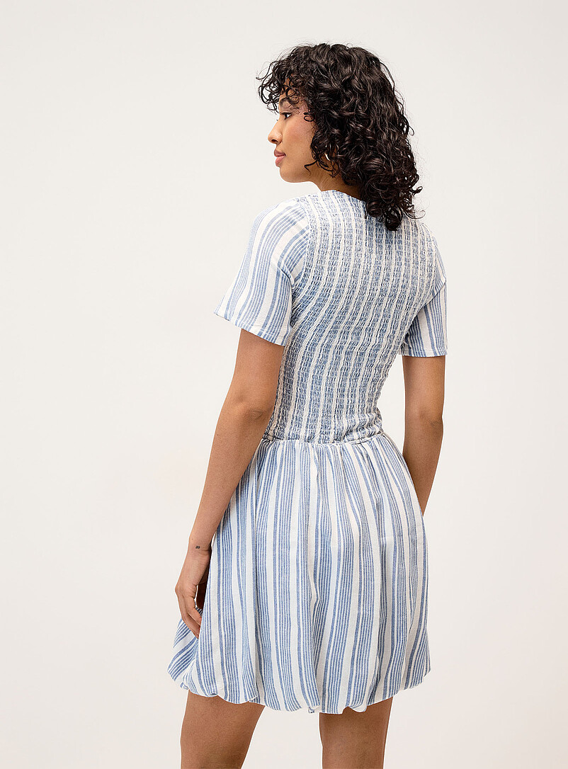 Linen-blend smocked balloon dress product image 3