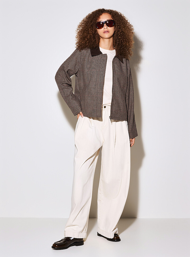 Corduroy-collar checked jacket product image (primary)