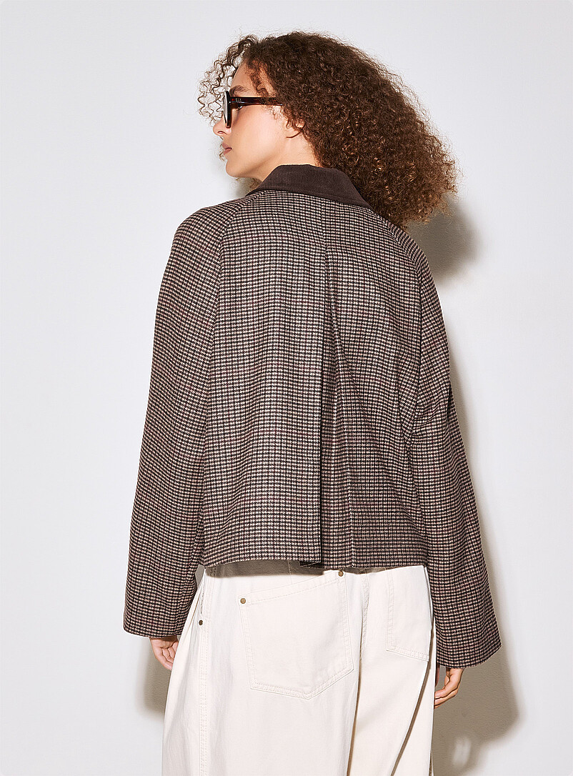 Corduroy-collar checked jacket product image 3