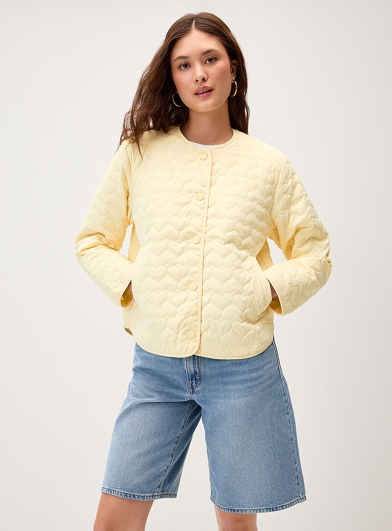 Pastel yellow hearts quilted jacket product image 2