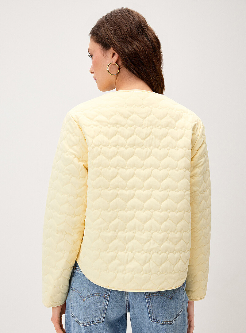 Pastel yellow hearts quilted jacket product image 3
